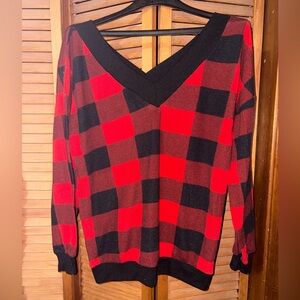Plaid top.